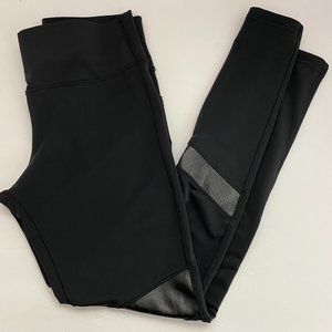 Nappy Tabs Girl Leggings Medium 10 12 Black Side Pocket Wide Waistband